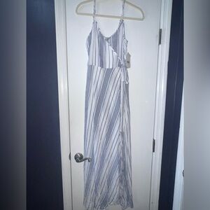 Altar'd State Blue and White Striped Wrap Maxi Dress